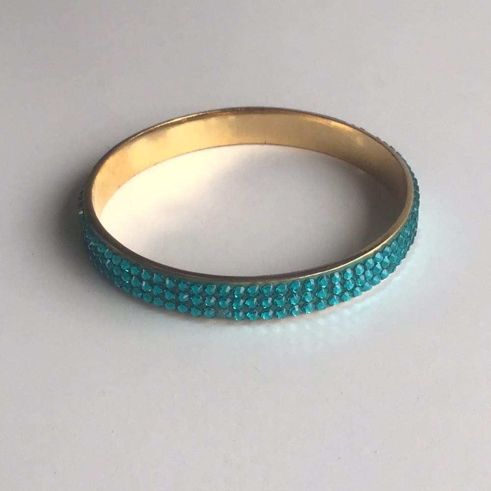 Kate Spade Gold and teal turquoise jewel rhinestone Crystal bangle Bracelet - Picture 4 of 16